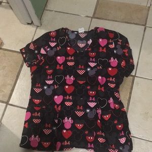 Womens Disney L scrub top Valentine’s
